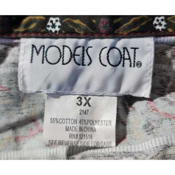 MODELS COAT Womens House Dress Plus Size 3X Floral Button Up Short Sleeve A6A - Picture 4 of 5